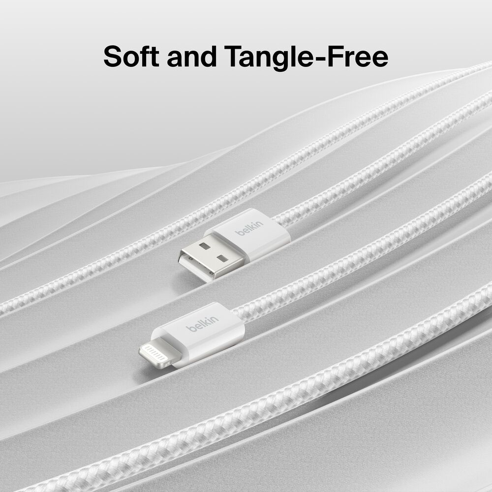 USB-A Cable with Lightning Connector, White, hi-res