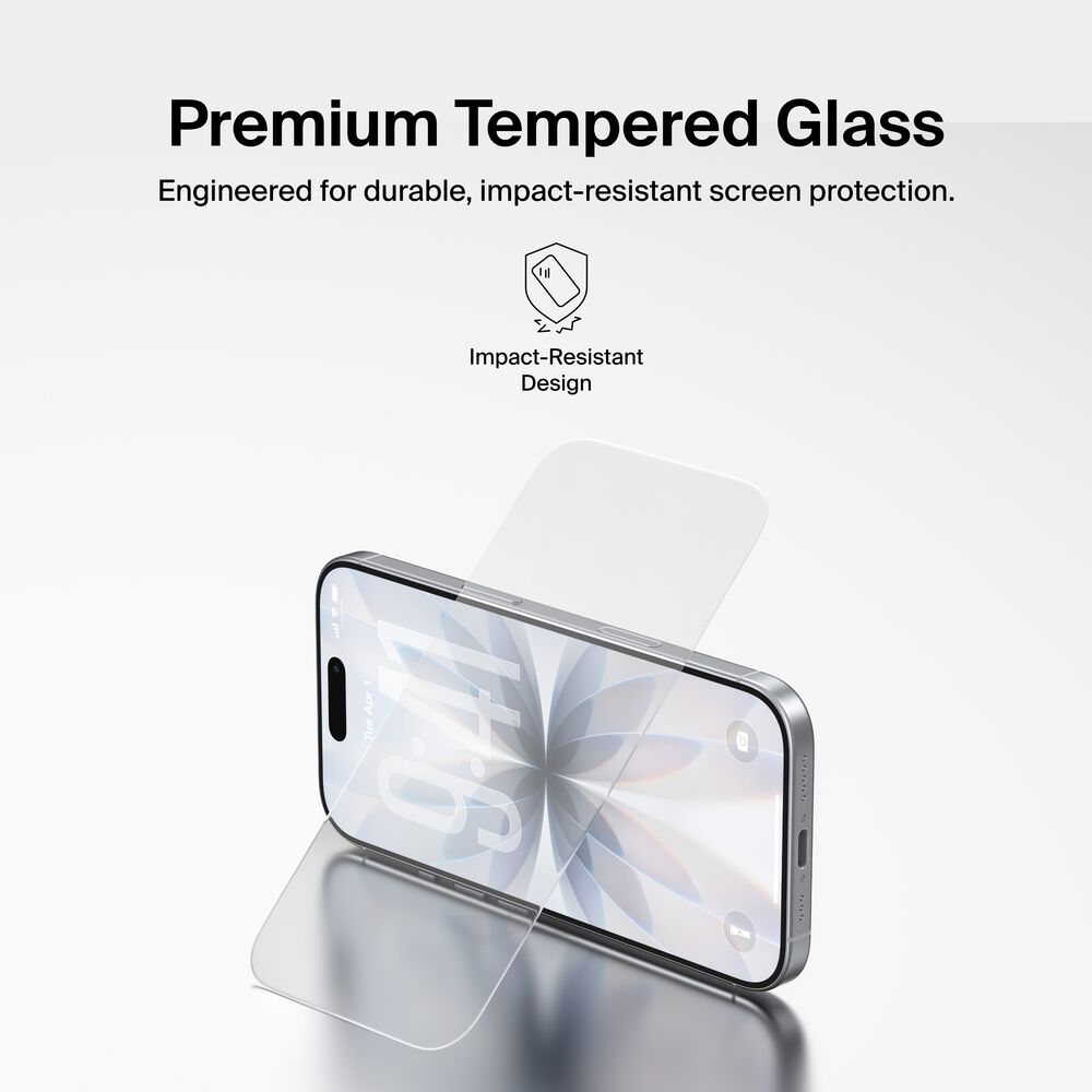 TemperedGlass Screen Protector for iPhone 17 / iPhone 16 Pro, Gen 2, Clear, hi-res