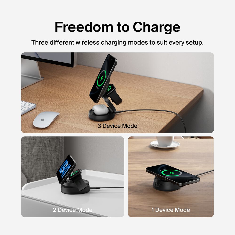 3-in-1 Convertible Magnetic Charging Stand with Qi2 15W, Black, hi-res