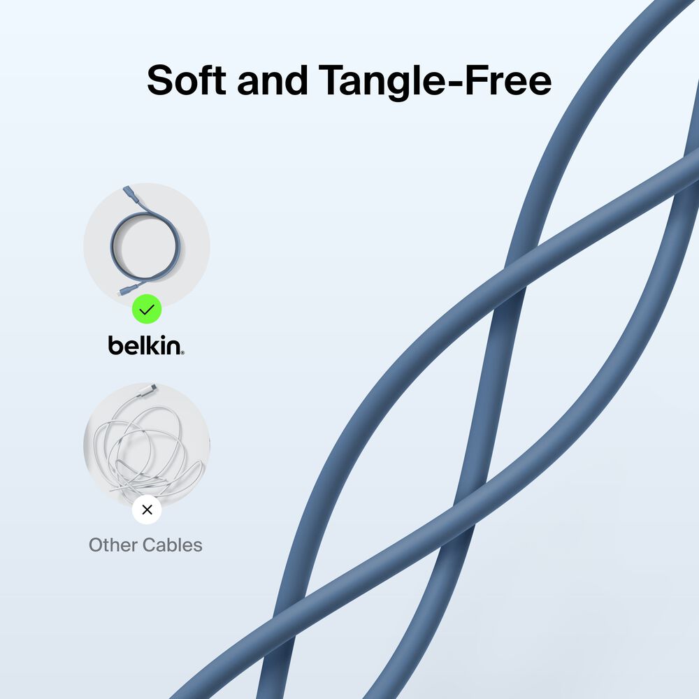 USB-C to USB-C Cable 60W, 3.3ft/1m, Blue, Blue, hi-res