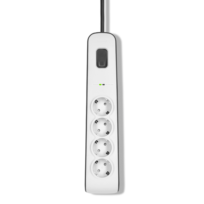 4-outlet Surge Protection Strip with 2M Power Cord, White/Gray, hi-res
