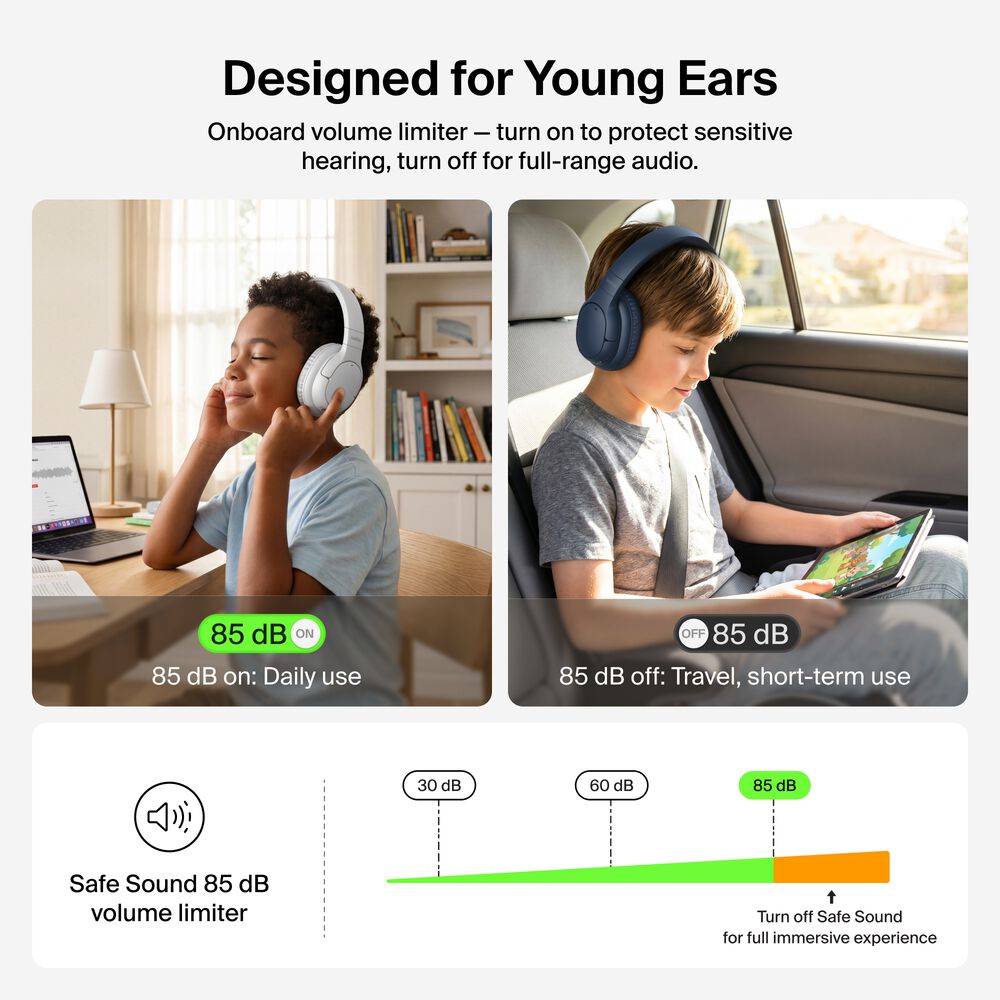 Youth Active Noise Cancelling Headphones, Blue, hi-res