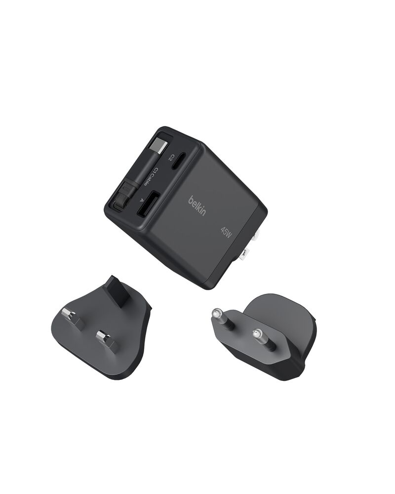 Cargador de pared GaN de 45 W con cable retr&aacute;ctil, , hi-res