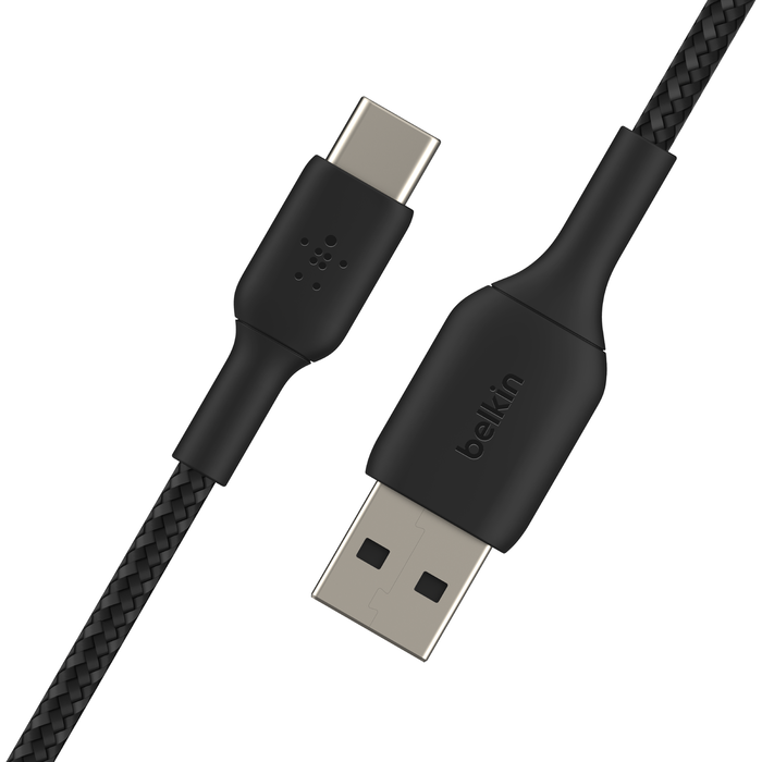 BOOST↑CHARGE™ gevlochten USB-C/USB-A-kabel (15 cm, zwart), Zwart, hi-res