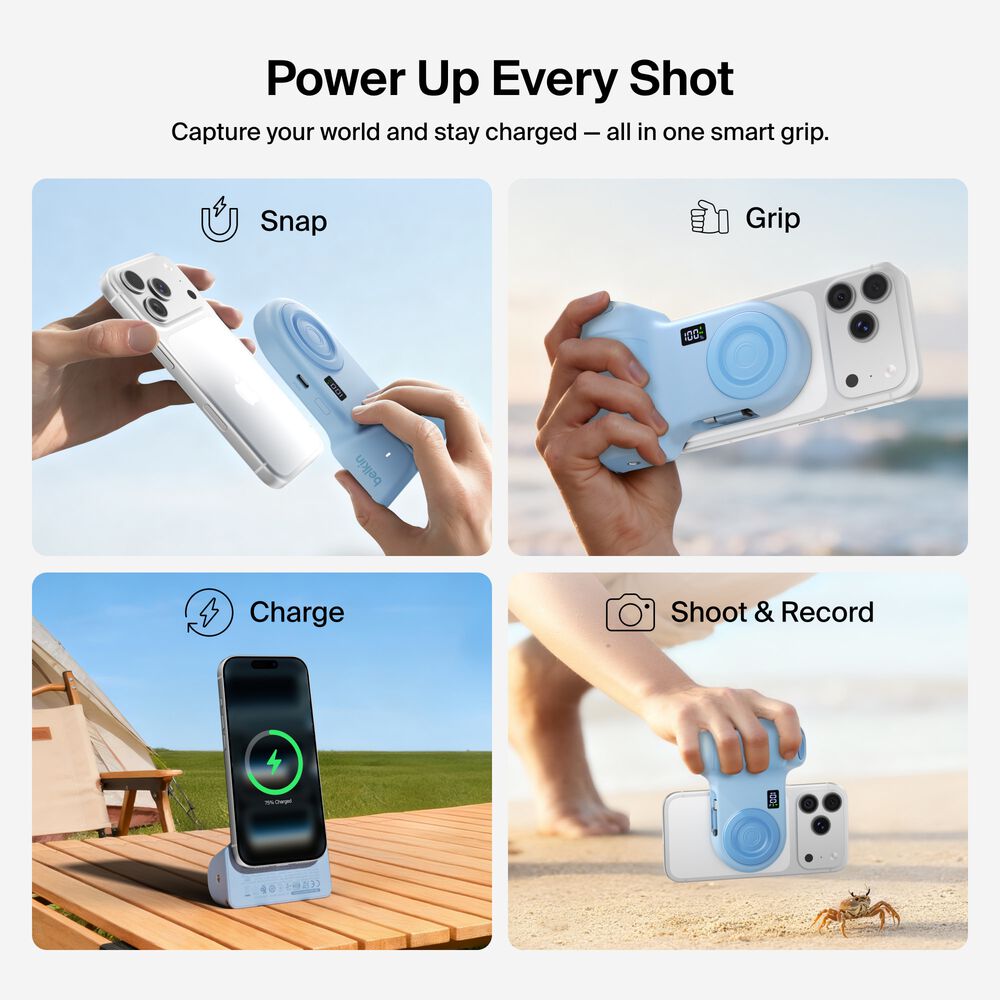 Magnetic Charging Camera Grip with Power Bank, Ice Blue, hi-res