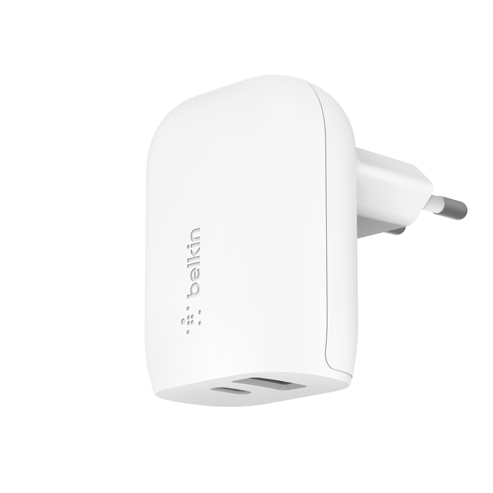 Adaptateur chargeur double port avec écran Blanc