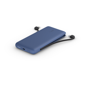 Batería externa USB-C 10K con cables integrados, Azul, hi-res