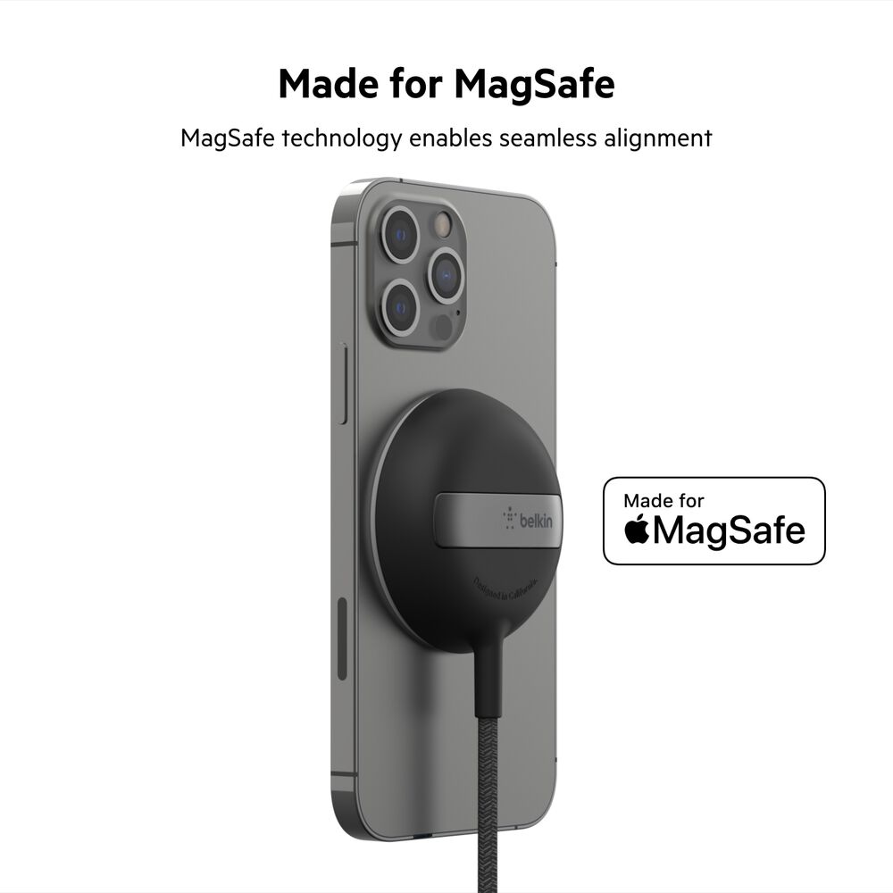 Portable Wireless Charger Pad with Official MagSafe Charging 15W, Black, hi-res