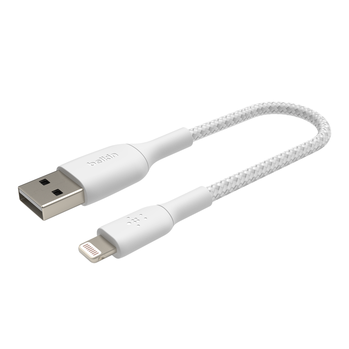 Cable trenzado Lightning a USB-A BOOST↑CHARGE™ (15 cm, blanco), Blanco, hi-res