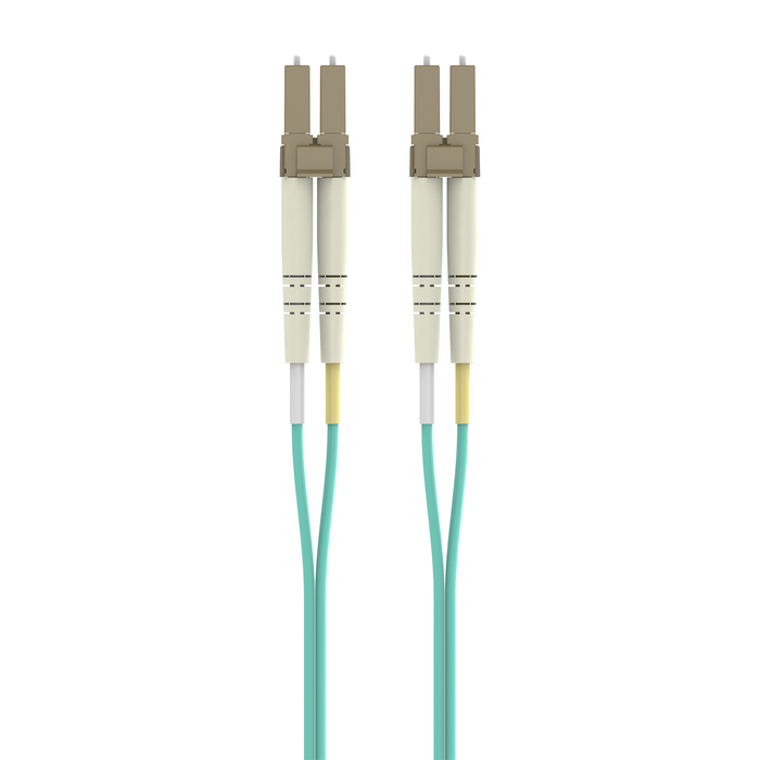 Fiber Optic Cable, 10GB/100GB Aqua Multimode LC/LC Duplex, 50/125 OM4, Aqua, hi-res