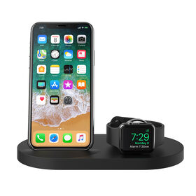 Wireless Charging Dock for iPhone + Apple Watch + USB-A port, Black, hi-res