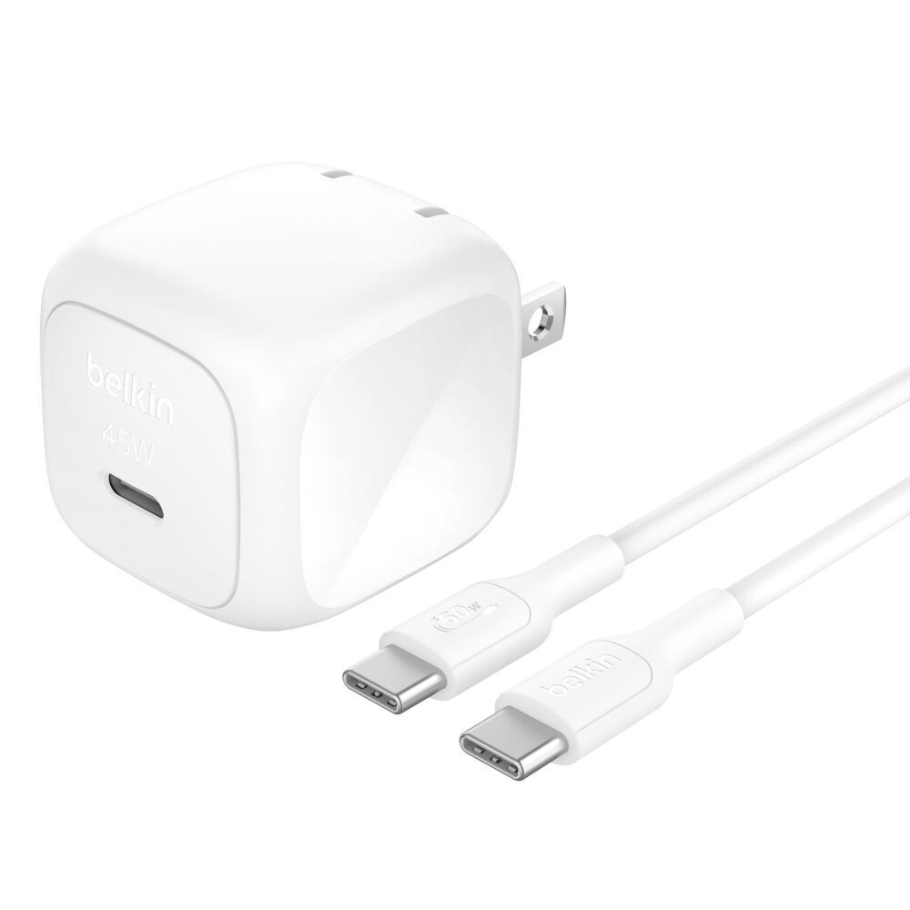 Compact USB-C Wall Charger 45W USB-C Cable Belkin CA