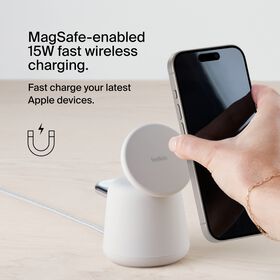 2-in-1 Wireless Charging Dock with MagSafe 15W, Sand, hi-res