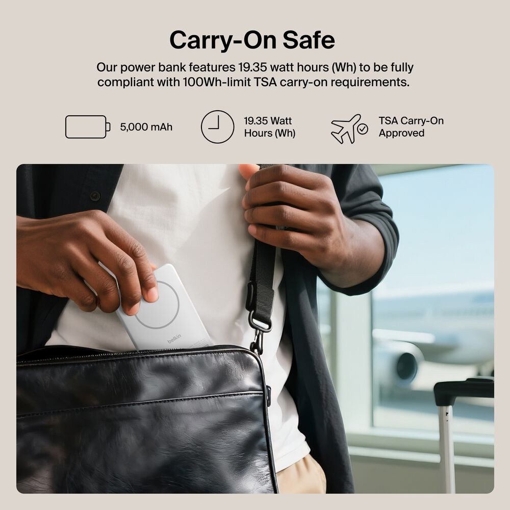 Slim Magnetic Power Bank 5K with Qi2, White, hi-res