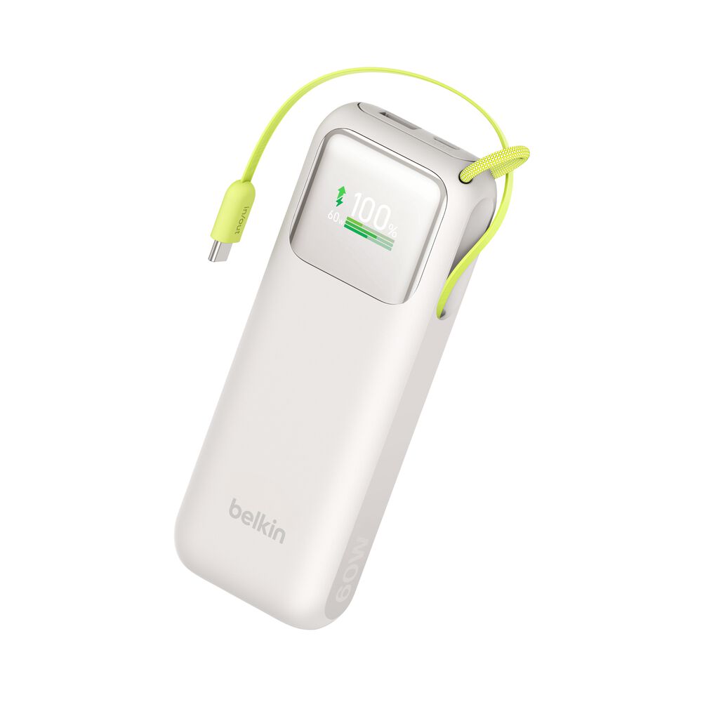 Power Bank 11K with Retractable Cable, Sand, hi-res