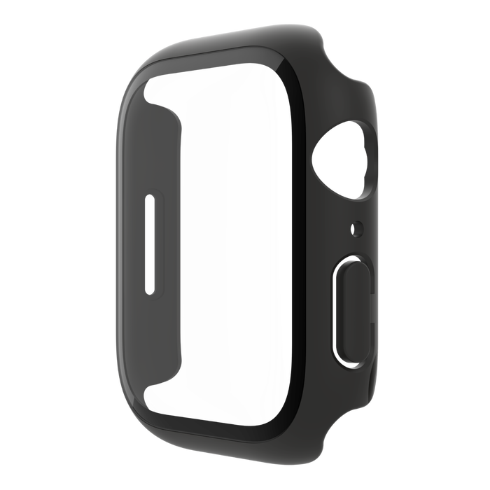 Protector de pantalla 2 en 1 TemperedCurved con revestimiento antimicrobiano y borde envolvente para Apple Watch Series 7 y 8, Negro, hi-res