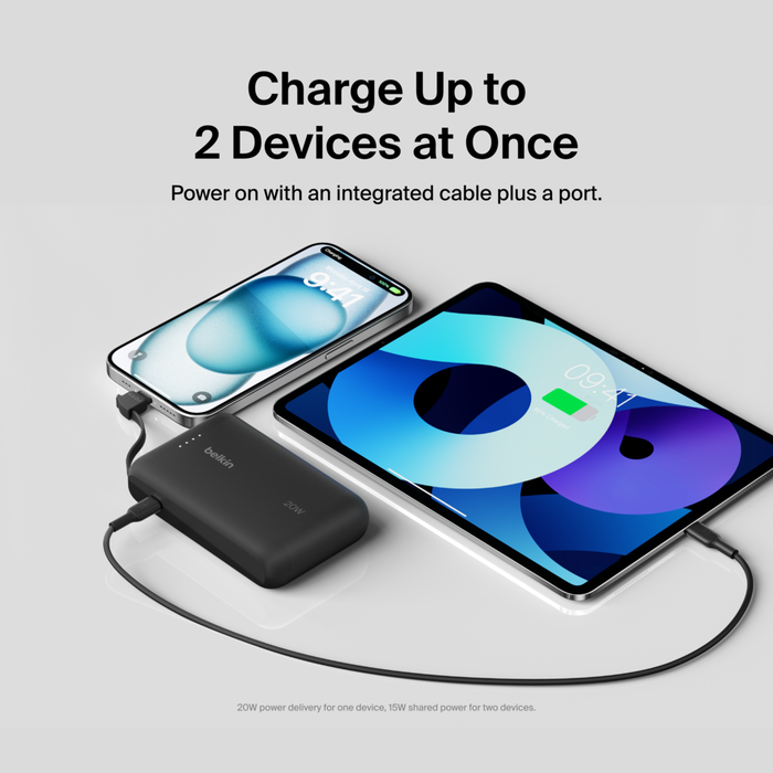 Portable Power Bank with Integrated Cable 10K | Belkin US