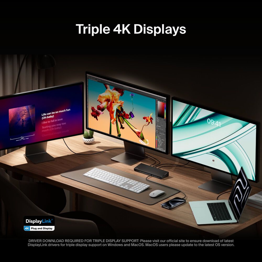 Universal USB-C&reg; Triple Display Dock, Black, hi-res