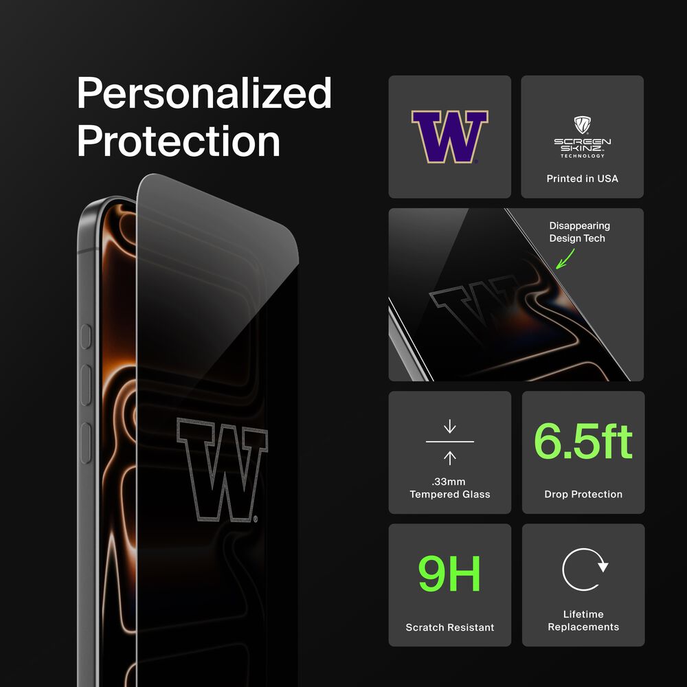 Washington Huskies Custom Glass Screen Protector, , hi-res