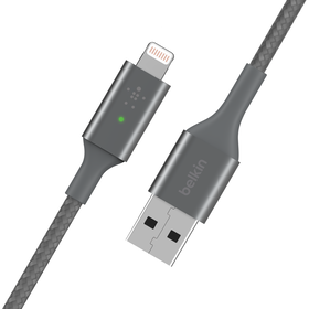 Smart LED Lightning to USB-A Cable, Gray, hi-res