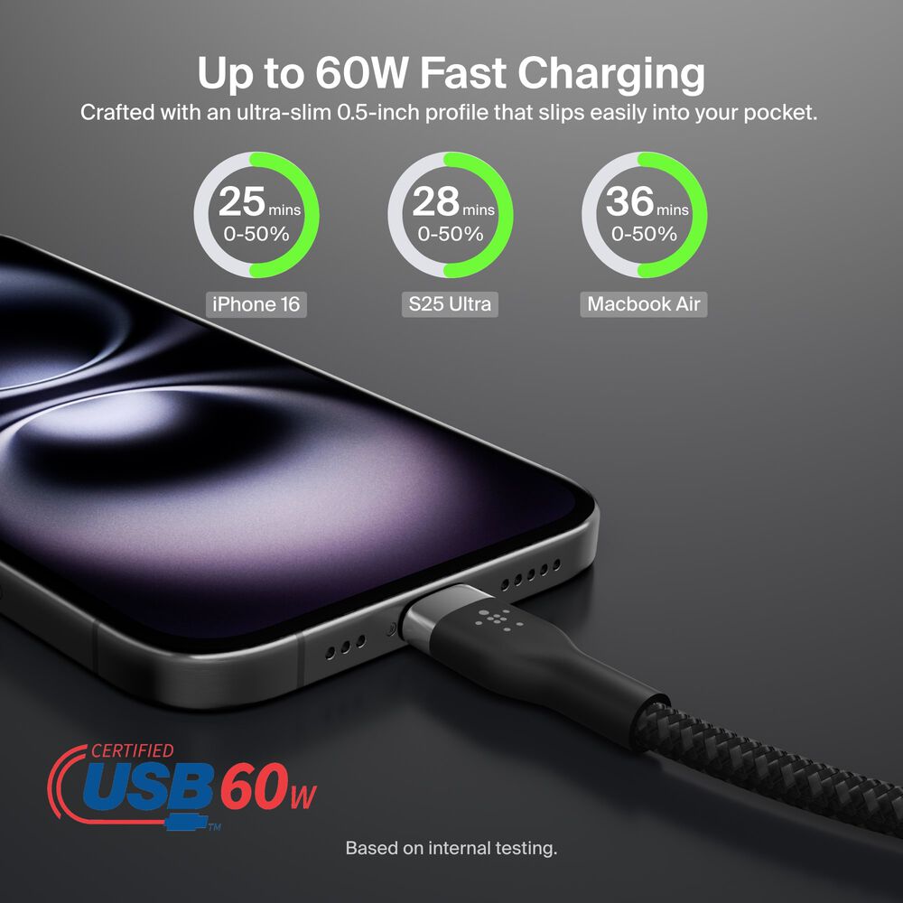 USB-C to USB-C Cable 60W, Black, hi-res