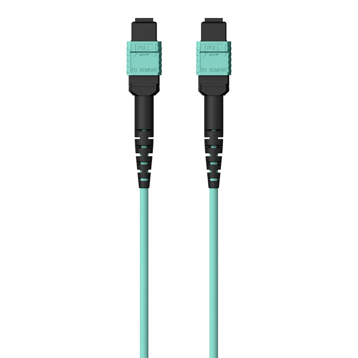 MTP to MTP MPO Fiber Optic Cable, 40GbE Aqua MTP/MTP, 50/125, OM3, Plenum, Aqua, hi-res
