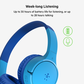 Wireless On-Ear Headphones for Kids, Blue, hi-res