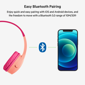 Wireless On-Ear Headphones for Kids, Pink, hi-res