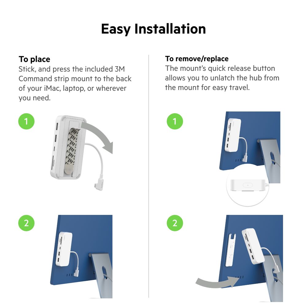 USB-C 6-in-1 Multiport Hub with Mount, White, hi-res