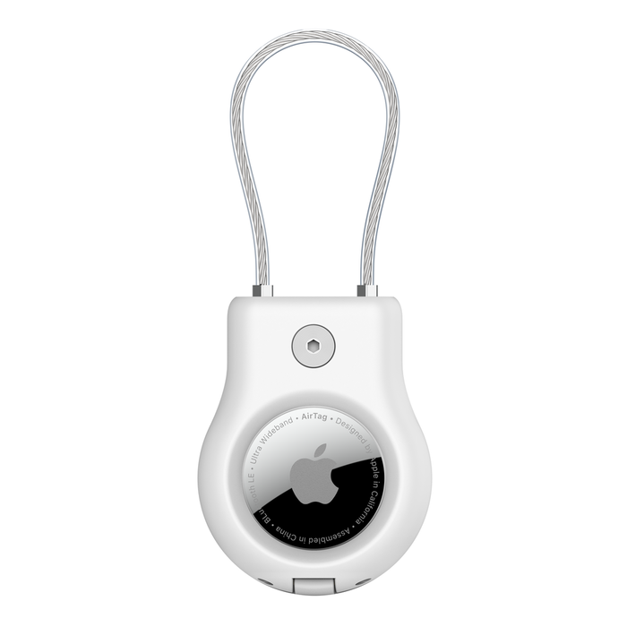 Secure Holder with Wire Cable for AirTag, White, hi-res