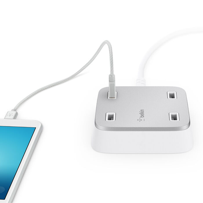 Belkin Parafoudre 4 Prises 2 Mètres USB-C Blanc - Coolblue - avant