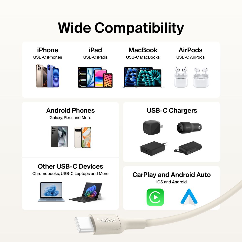 USB-C to USB-C Cable 60W, 6.6ft/2m, Sand, Sand, hi-res