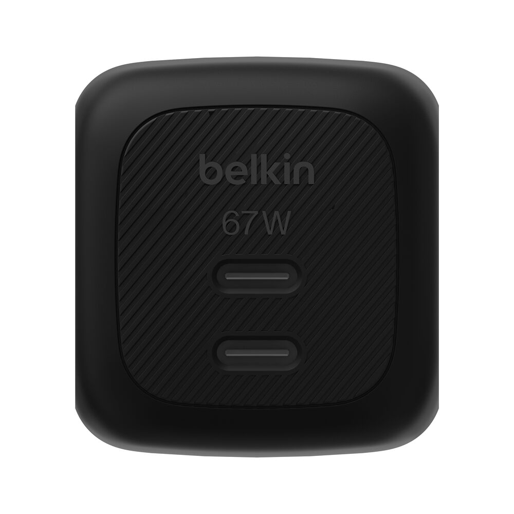 Dual USB-C GaN Wall Charger 67W, Black, hi-res