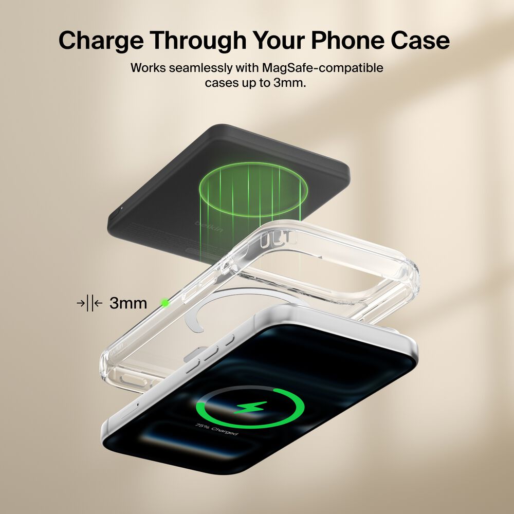 Slim Magnetic Power Bank 5K with Qi2, Black, hi-res