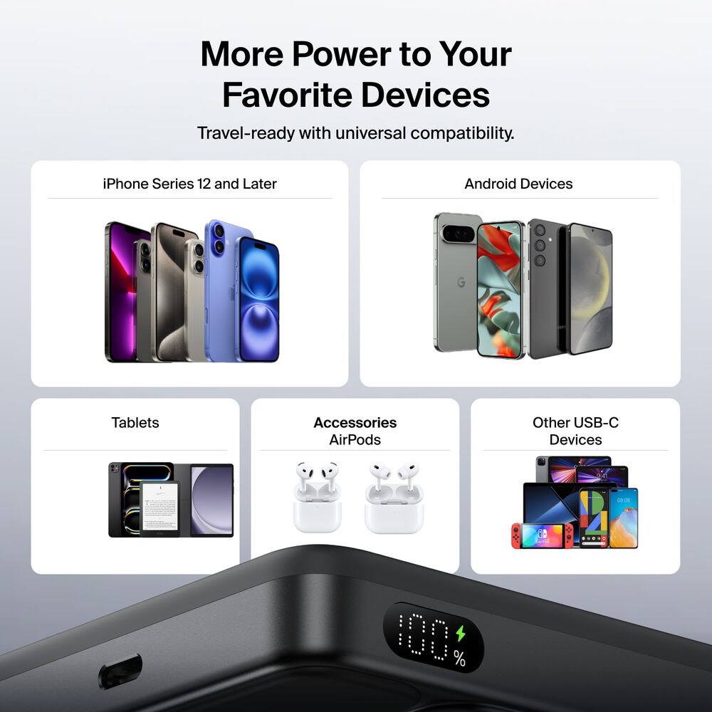 Slim Magnetic Power Bank 10K, Black, hi-res