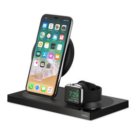 Wireless Charging Dock: Wireless Charging Pad + Apple Watch Dock (Certified Refurbished), Black, hi-res