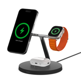 Belkin BoostCharge Pro 3 in 1 Wireless Charger with MagSafe 15W Input  connectors USB - Office Depot