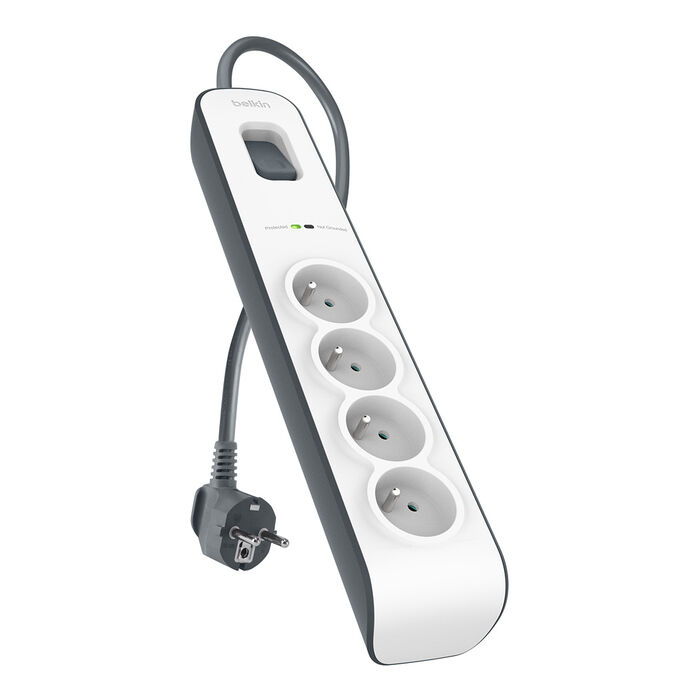 Multiprise parafoudre 4 prises avec cordon d'alimentation de 2 m, White/Gray, hi-res