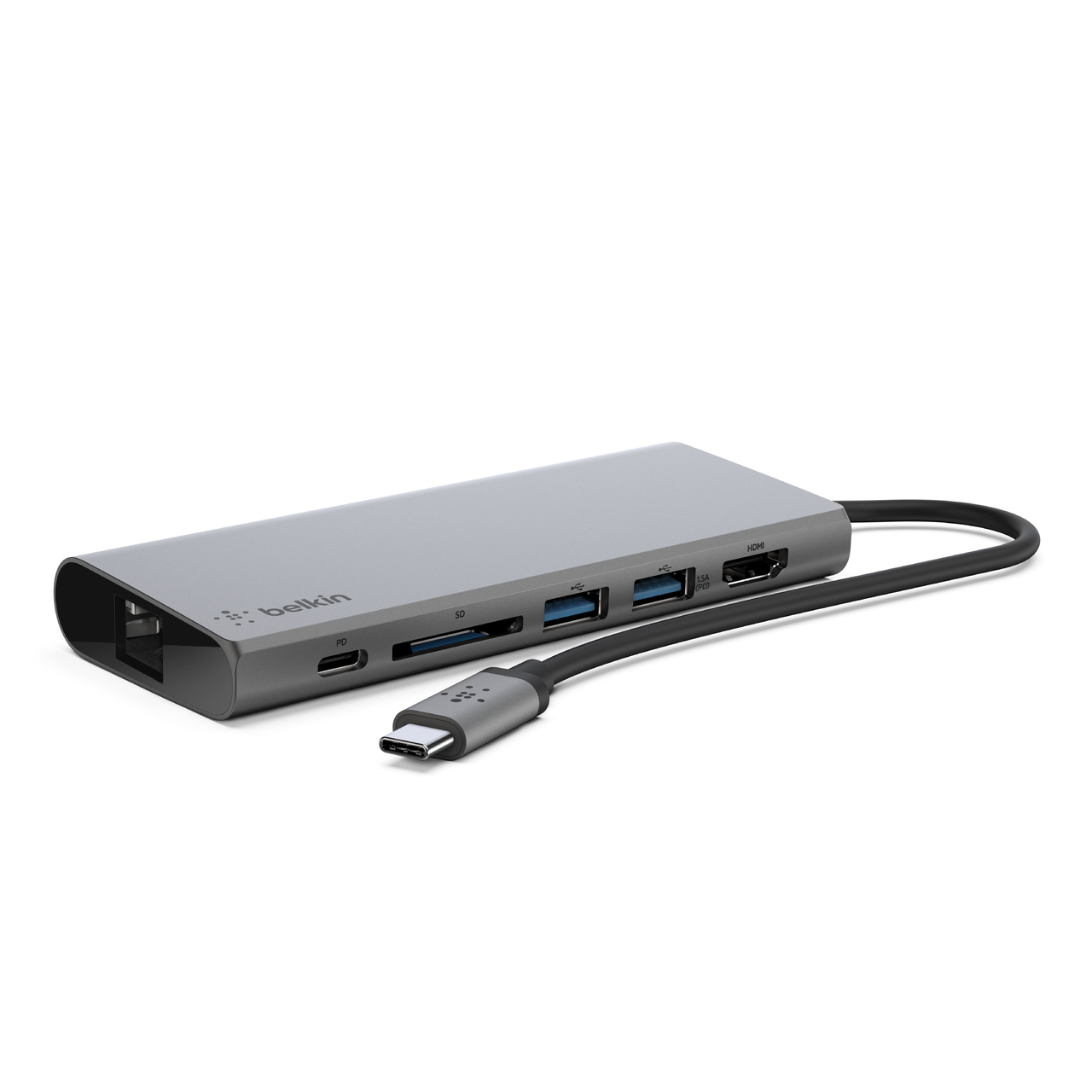 Belkin Belkin Hub Multimédia USB-C w/Câble USB-C Intégré Dock USB-C pour Mac Os et wind 