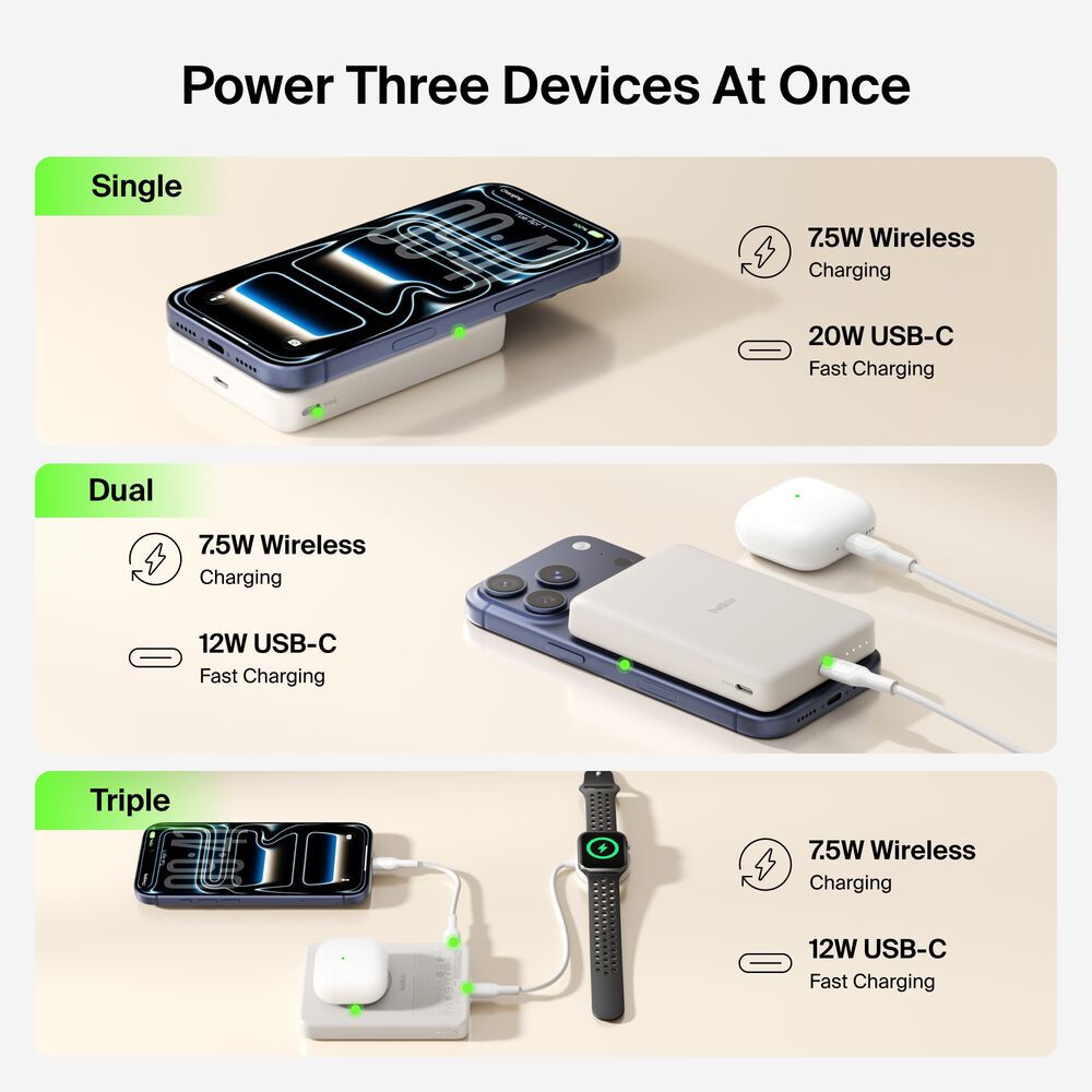 Slim Magnetic Power Bank 10K, Sand, hi-res