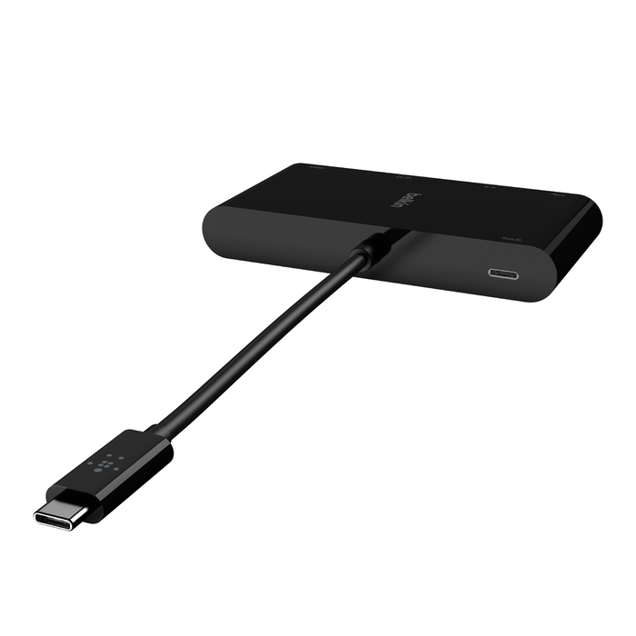 USB-C Multimedia + Charge Adapter (100W), Zwart, hi-res