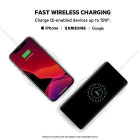 10W Wireless Charging Pad + QC 3.0 Wall Charger + Cable, White, hi-res