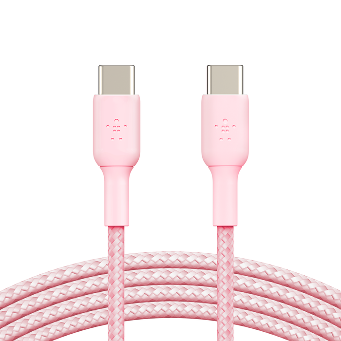 Braided USB-C to USB-C Cable, Pink, hi-res