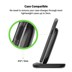 15W Wireless Charging Stand + QC 3.0 24W Wall Charger, Black, hi-res
