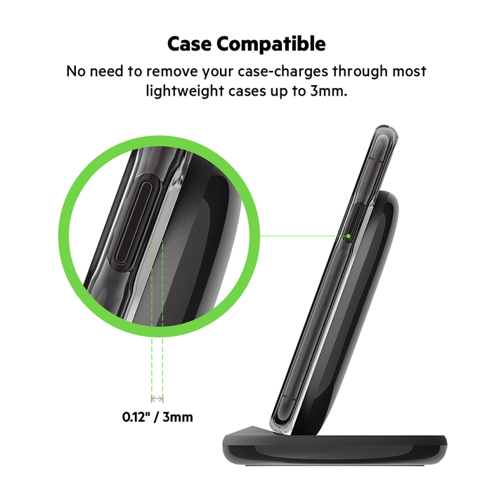 15W Wireless Charging Stand + QC 3.0 24W Wall Charger, Black, hi-res