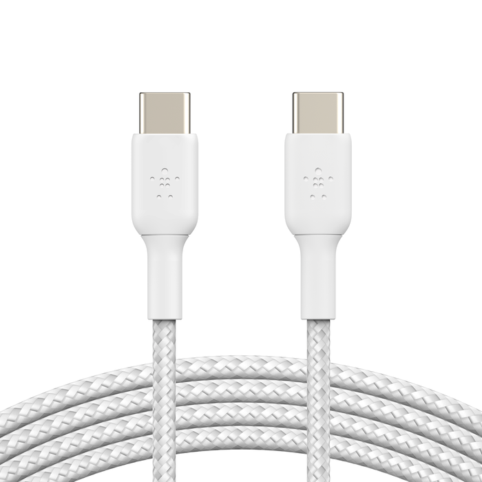 gevlochten USB-C/USB-C-kabel (1 m, wit), Wit, hi-res