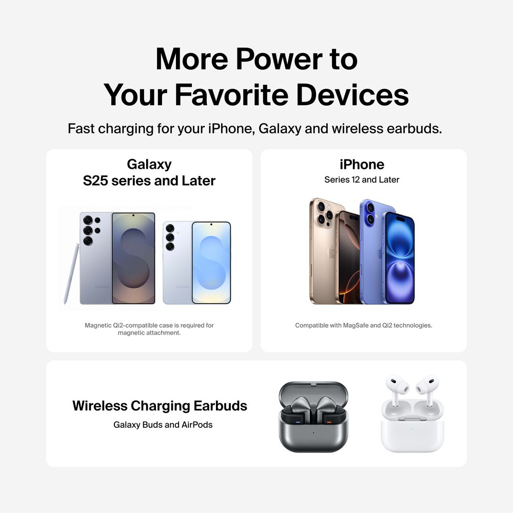 2-in-1 Convertible Magnetic Charging Stand with Qi2 15W, White, hi-res