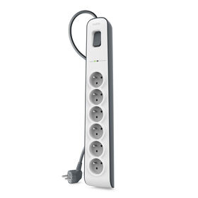 Multiprise parafoudre 6 prises avec cordon d'alimentation de 2 m, White/Gray, hi-res