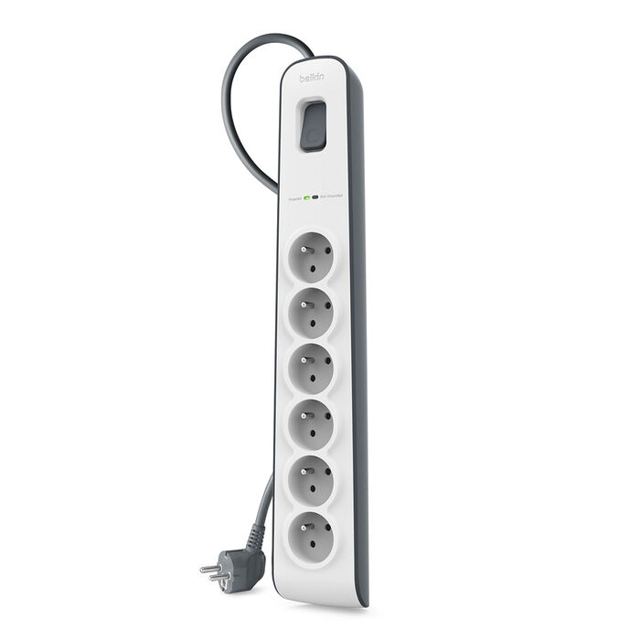 Multiprise parafoudre 6 prises avec cordon d'alimentation de 2 m, White/Gray, hi-res