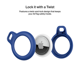 Secure Holder with Strap for AirTag, Blue, hi-res